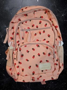 Strawberry Print Backpack NWOT Cute School Travel Bag